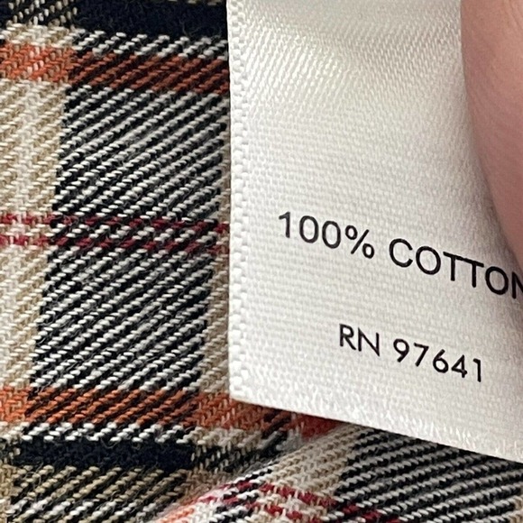 J. Jill Womens Size Large Red / Tan Plaid Long Sleeve Button Down Blouse Top - Picture 3 of 16